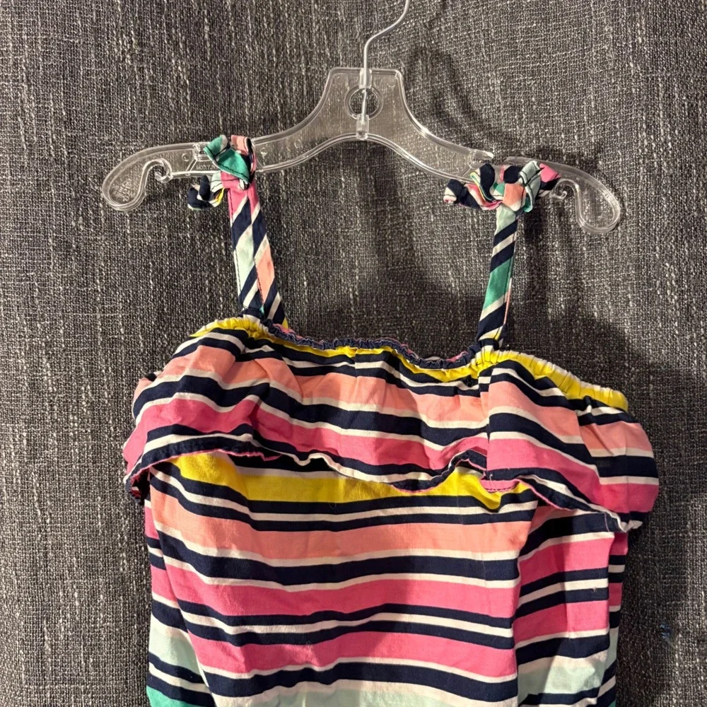 Healthtex Rainbow Stripe Sleeveless Ruffle Romper Jumpsuit (Girls 3T)‎